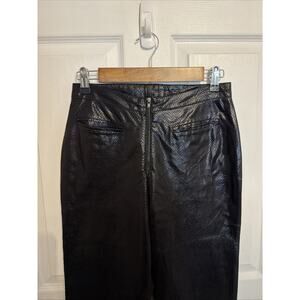VTG Cache Y2K Black Leather Pants Snake Texture Size 4 Straight Leg Zipper Front